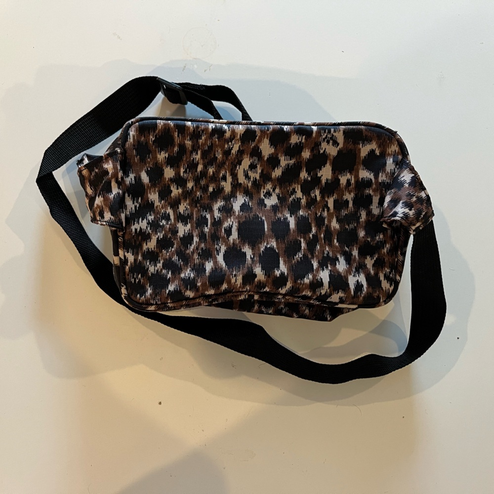 Leopard Print Crossbody Sling Bag/Fanny Pack- Brown/Black